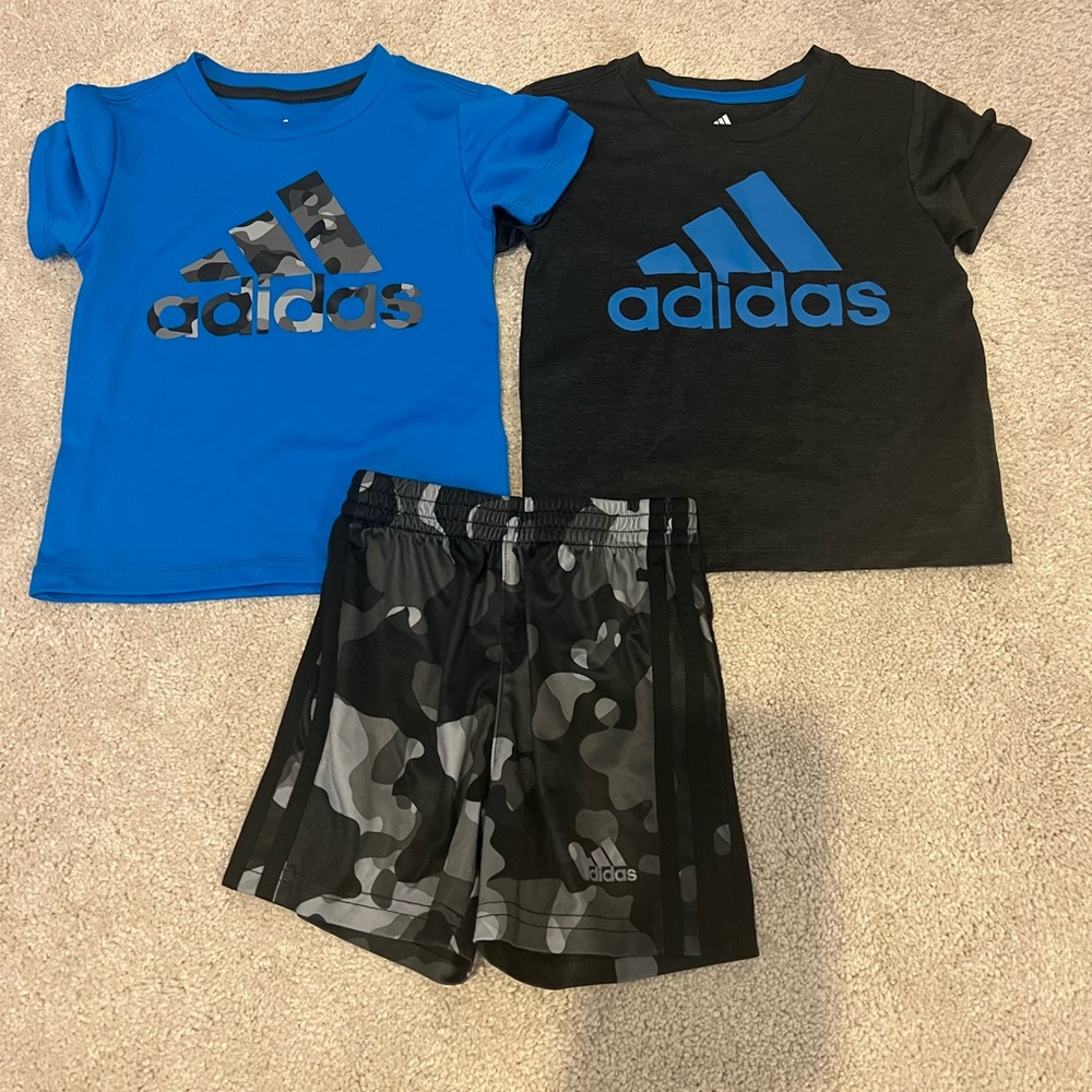 Adidas 3 piece shirt short set